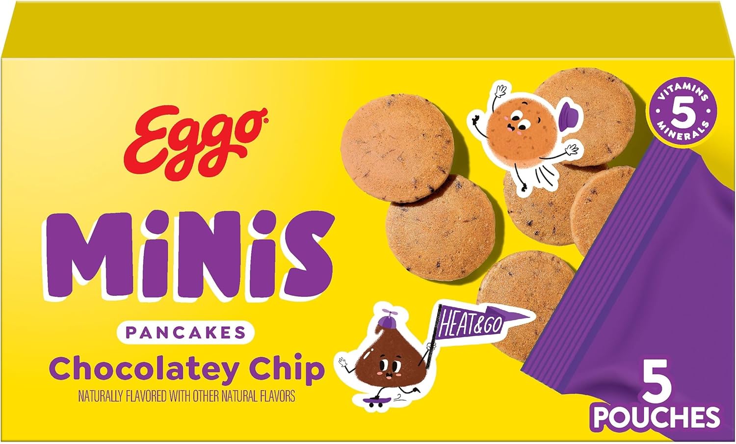 Eggo Minis Frozen Pancake Bites, Frozen Breakfast, Breakfast Food, Chocolatey Chip, 8.4oz Box (5 Pouches)