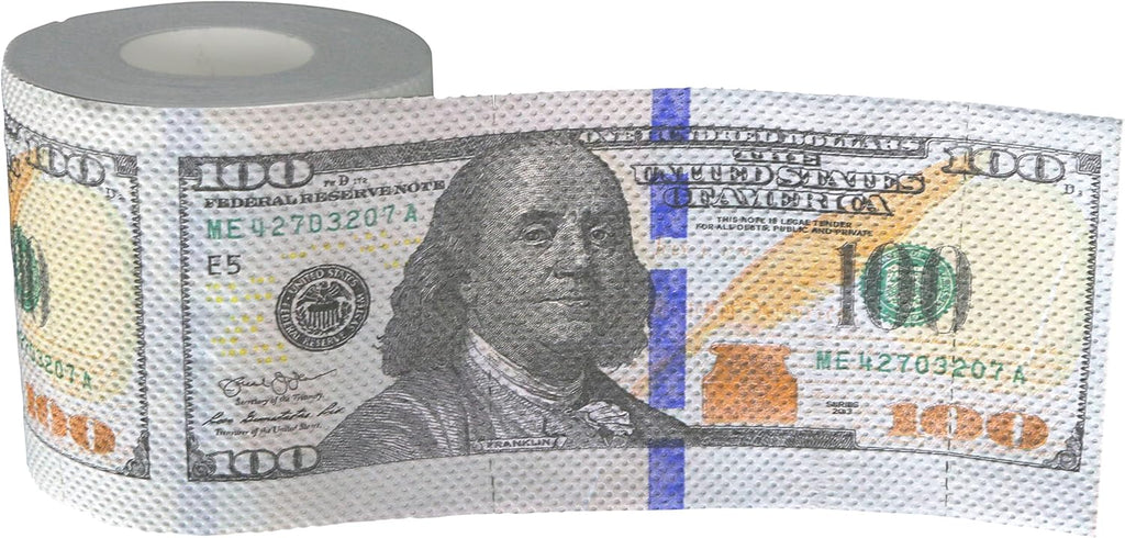 Iconikal 240-Sheet Gag Joke Money Toilet Paper, $100 Dollar Bill, 1 Roll