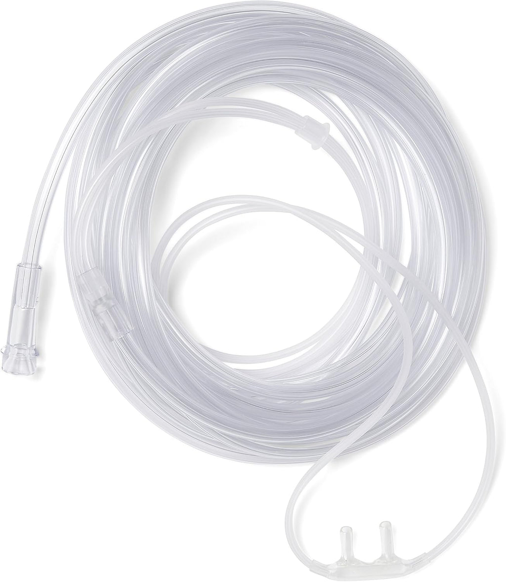 Medline Soft-Touch Nasal Oxygen Cannula, Standard Connector, 14 ft Tubing Length, Adult Size, Pack of 50