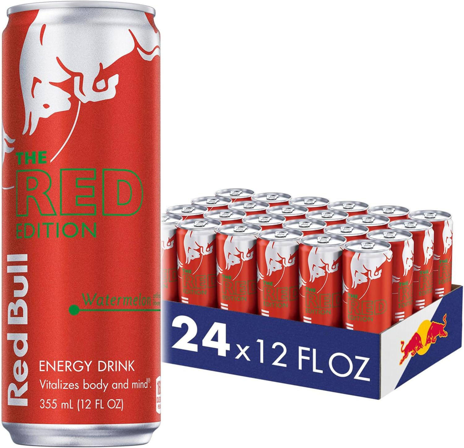 Red Bull Red Edition Energy Drink, Watermelon, with 114mg Caffeine plus Taurine & B Vitamins, 12 Fl Oz, Pack of 24 Cans