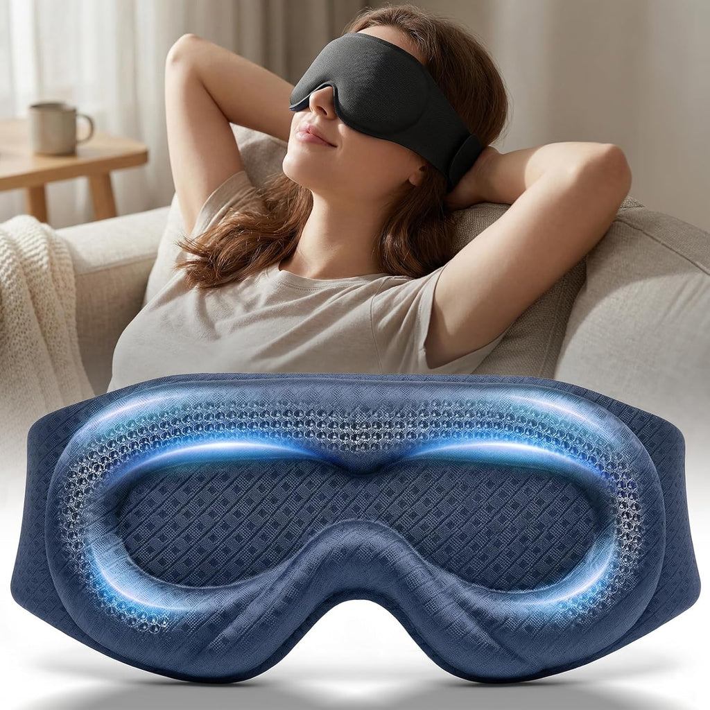 Weighted Eye Mask for Sleeping - 100% Blackout Sleep Mask for Women & Men, 3D Contoured Eye Mask for Lash Extensions, Zero Eye Pressure, Memory Foam, Adjustable Strap for Airplane Travel & Meditation