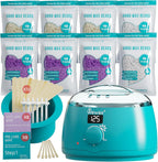 Digital Waxing Kit for Women & Men - 8 Packs Lavender & Milk Hard Wax Beans with Fast-Melting Silicone and Pre/Post Care Wipes - A