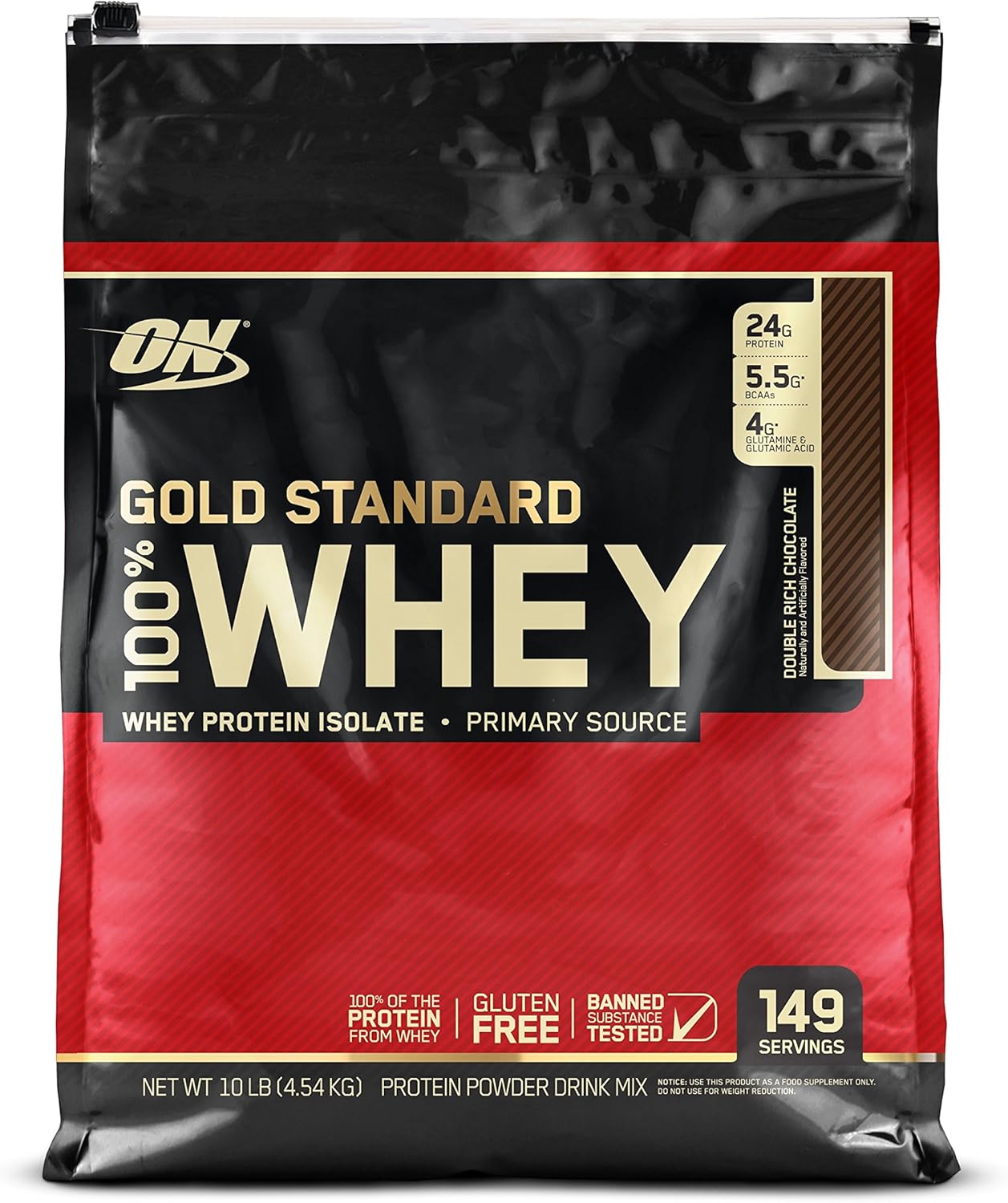 Optimum Nutrition Gold Standard 100% Whey Protein Powder, Double Rich Chocolate 10 Pound (Packaging May Vary)