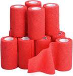 TOBWOLF 12PCS Self Adhesive Bandage, 4" x5yd / 10cmx4.5m Elastic Cohesive Bandage Wrap, Breathable Sports Tape, Medical Sport Wrap for Wrist, Ankle, Knee, Leg, Sprains & Swelling - Red