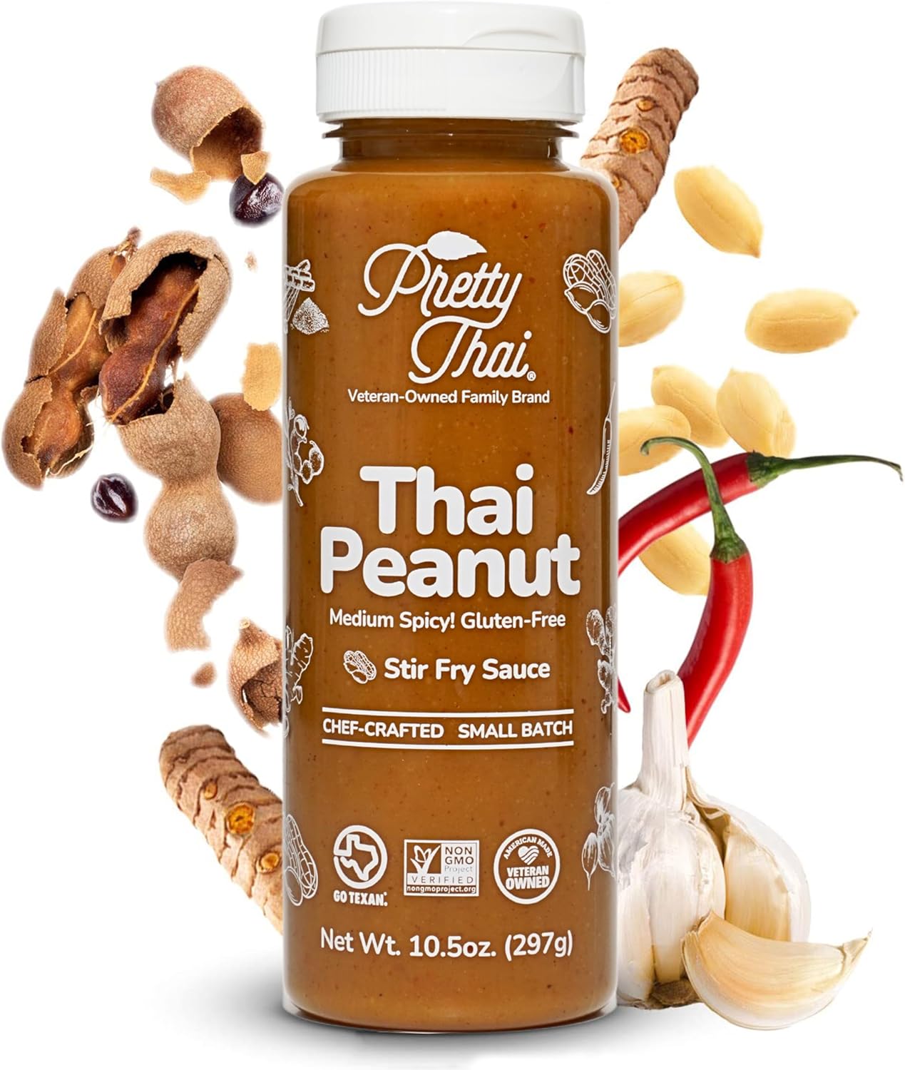 Pretty Thai Peanut Sauce, Gluten Free Certified Non-GMO Vegan Authentic Stir Fry, Dressing, Rice Seasoning, Condiment & Dipping Sauce, 100% Natural