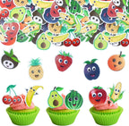 Gyufise 50Pcs Edible Fruit Theme Cupcake Toppers Apple Orange Peach Strawberry Banana Cupcake Picks Hawaii Fruit Cupcake Decor for Birthday Party Decoration Supplies
