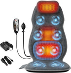 Back Massager with Heat, Full Body Massage Pad with Pillow Neck Support, Soft Plush Fabric Cover, Chair Massager with 3D Lumbar Truction and 8 Vibration Motors, Home Office Use