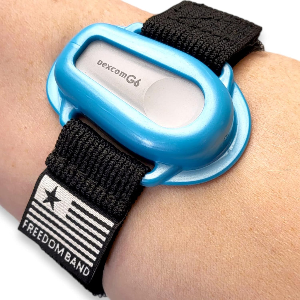4-18" Inch All-in-One Adjustable & Flexible Dexcom G6 Transmitter Protection Sensor Guard Cover Arm & Leg Band (Teal Blue Satin)