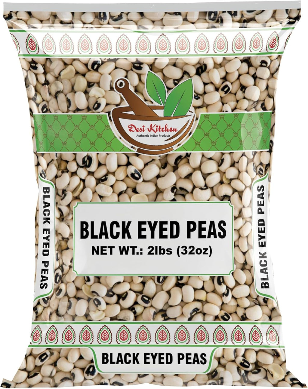 Desi Kitchen Black Eye Peas, Dried Cowpeas (Lobhia) 32oz (2lbs) ~ All Natural | Product of USA