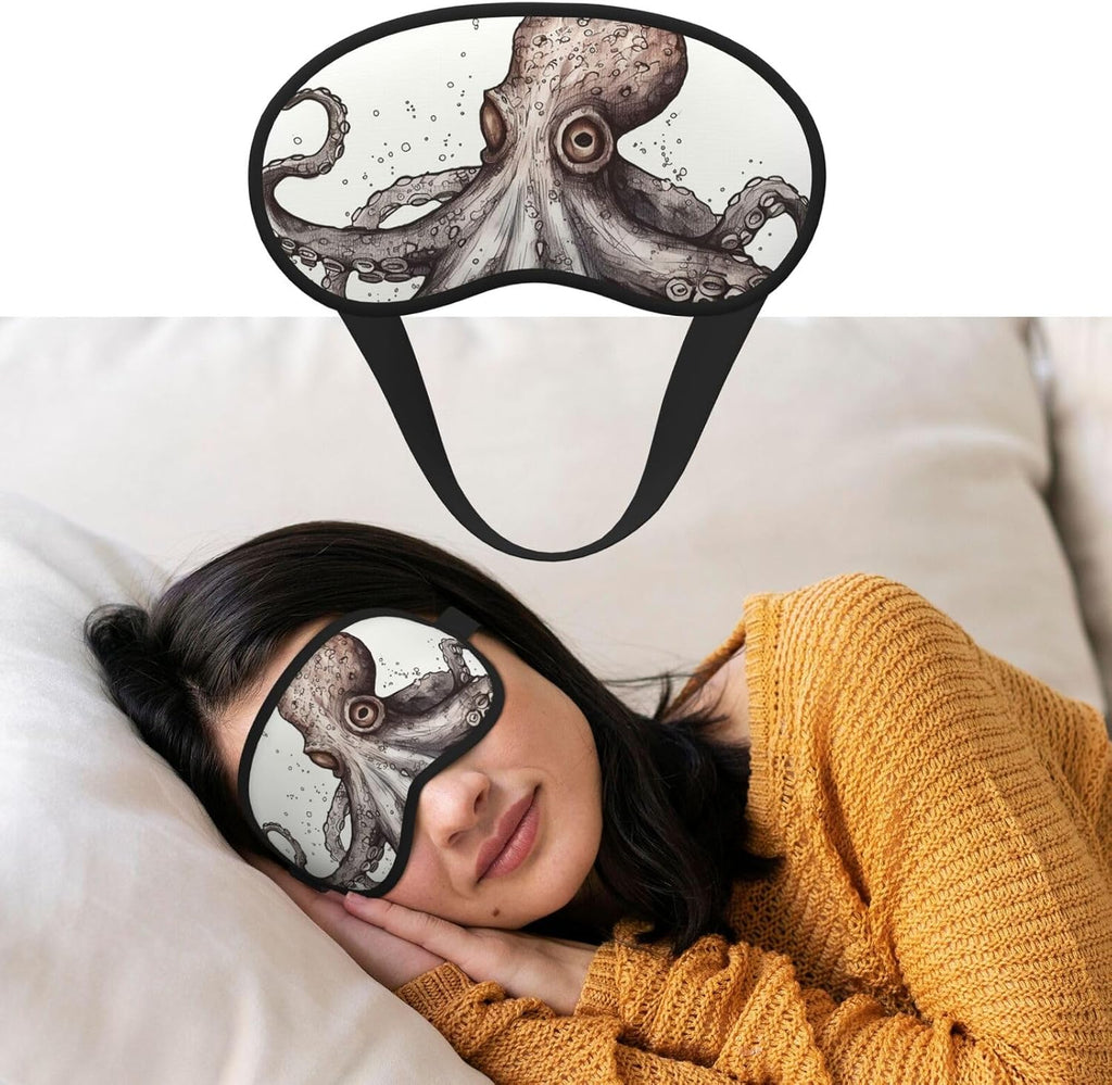 Octopus Sleep Mask Women Men Soft Comfortable Eye Mask Shade Cover with Adjustable Strap for Travel Yoga Nap Sleeping