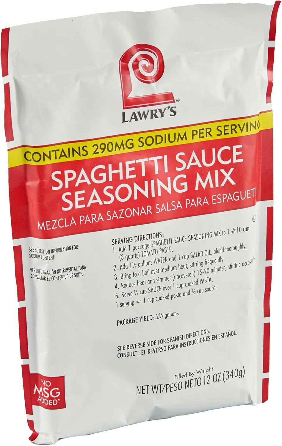 Lawry's Spaghetti Sauce Seasoning Mix, 12 oz - One 12 Ounce Packet of Spaghetti Seasoning Mix for Flavorful Spaghetti or Pizza Sauce, Best for Back-of-House Use