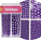 Purple Sprinkles for Cake Decorating, 7.8oz Edible Pearl Sprinkles, Sugar Candy Pearls for Baking, Cookie Decorations & Cupcake Topper, Wedding Party Halloween Supplies (Royal Purple, 4 Sizes)