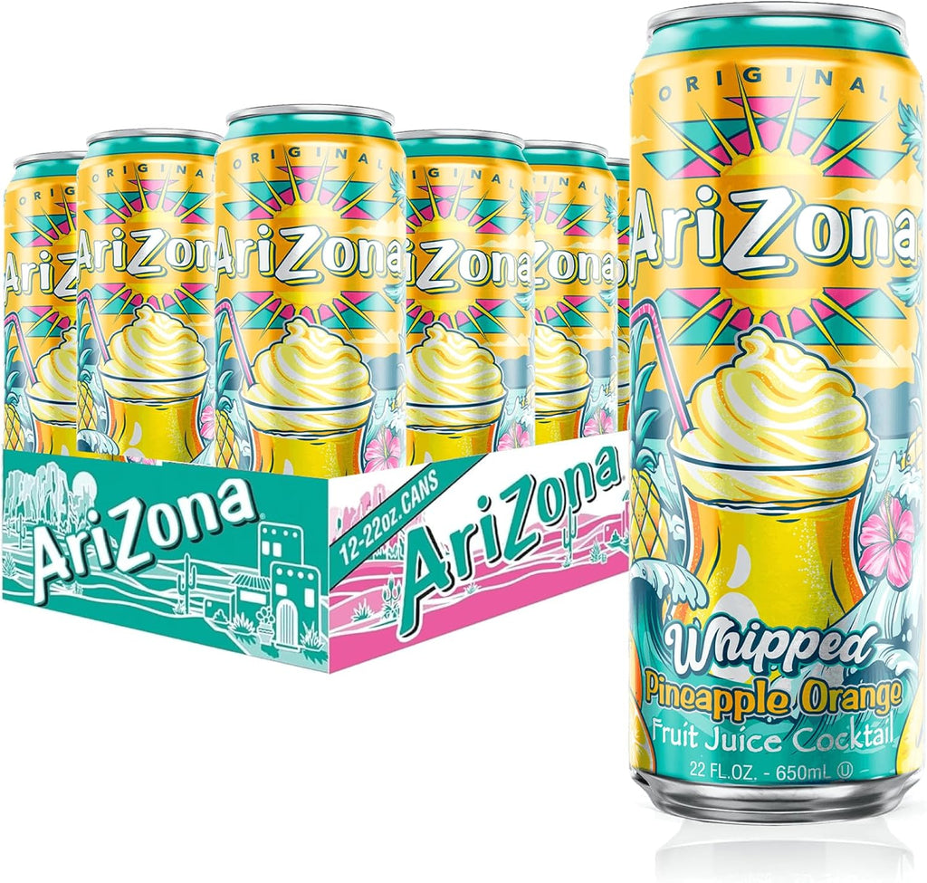 AriZona Whipped Pineapple Orange, Fruit Juice Drink - Big Can, 22 Fl Oz (Pack of 12)