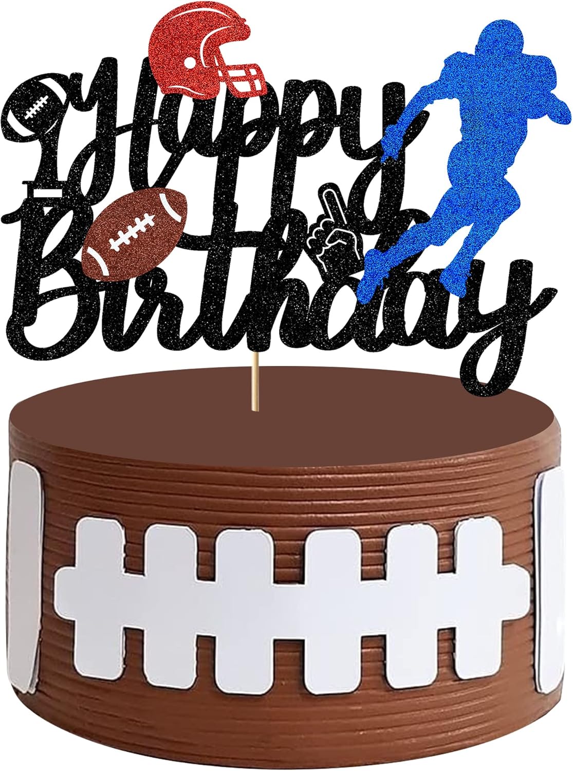 Footballs Cake Topper - American Football Toppers Decoration for Children Adult Glitter Super Bowl Touchdown Soccer Happy Birthday Decoration Sports Theme Party Supplies
