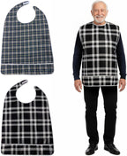 Adult bibs for seniors, 2-Pack Waterproof Reusable Extra Large 35"x22", Dignity Bib for Elderly Assisted Living