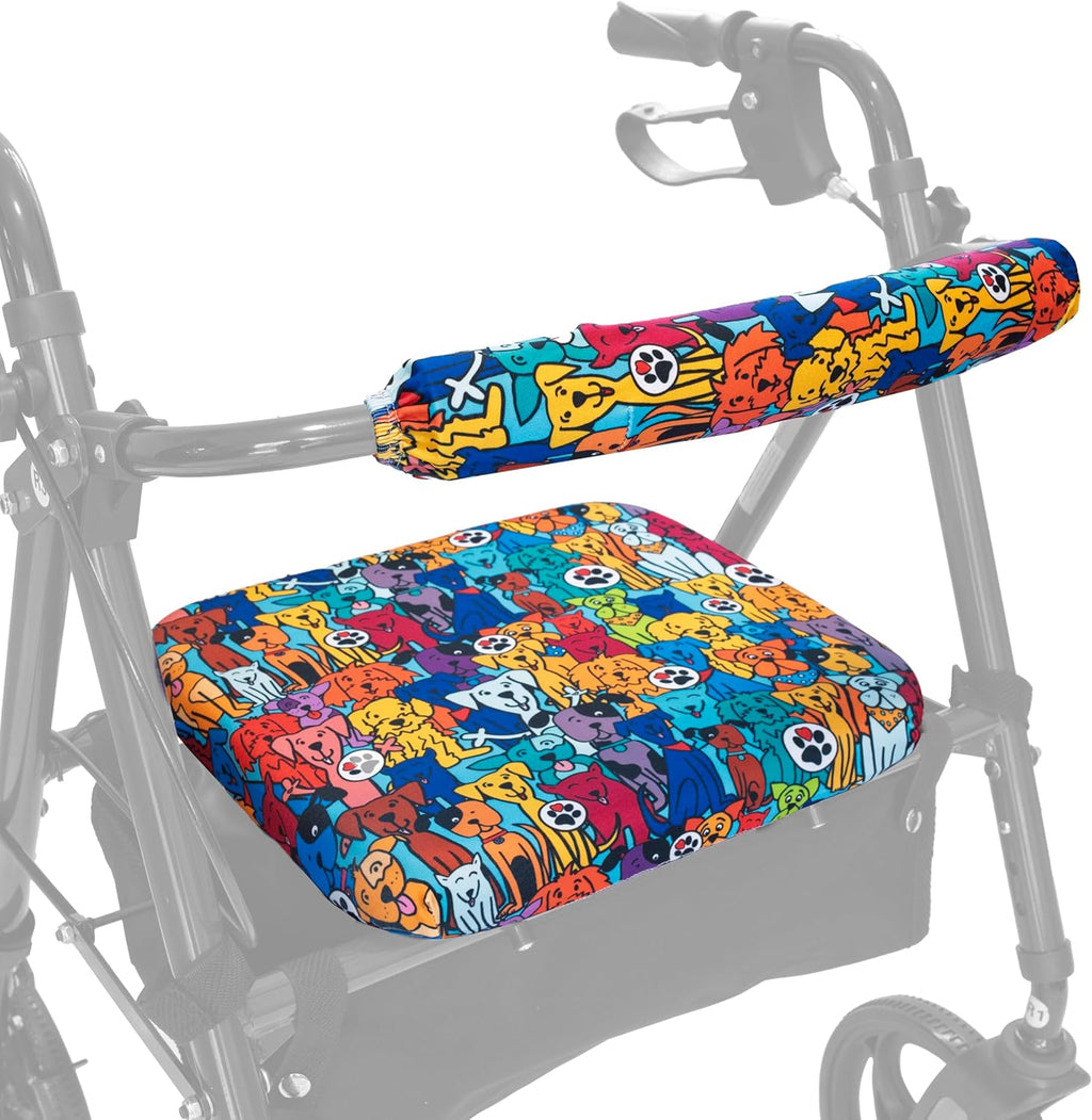 Top Glides Universal Rollator Walker Seat and Backrest Covers (Dogs)