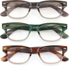 V.W.E. 3 Pairs Men Women Bold Thick Reading Glasses 2 Tone Mica Marble - Fashion Reader ZT107