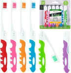 Portable Folding Toothbrush Kit - Built-in Cover, Collapsible, Multi-color (6 Pack Soft-Multicolor)