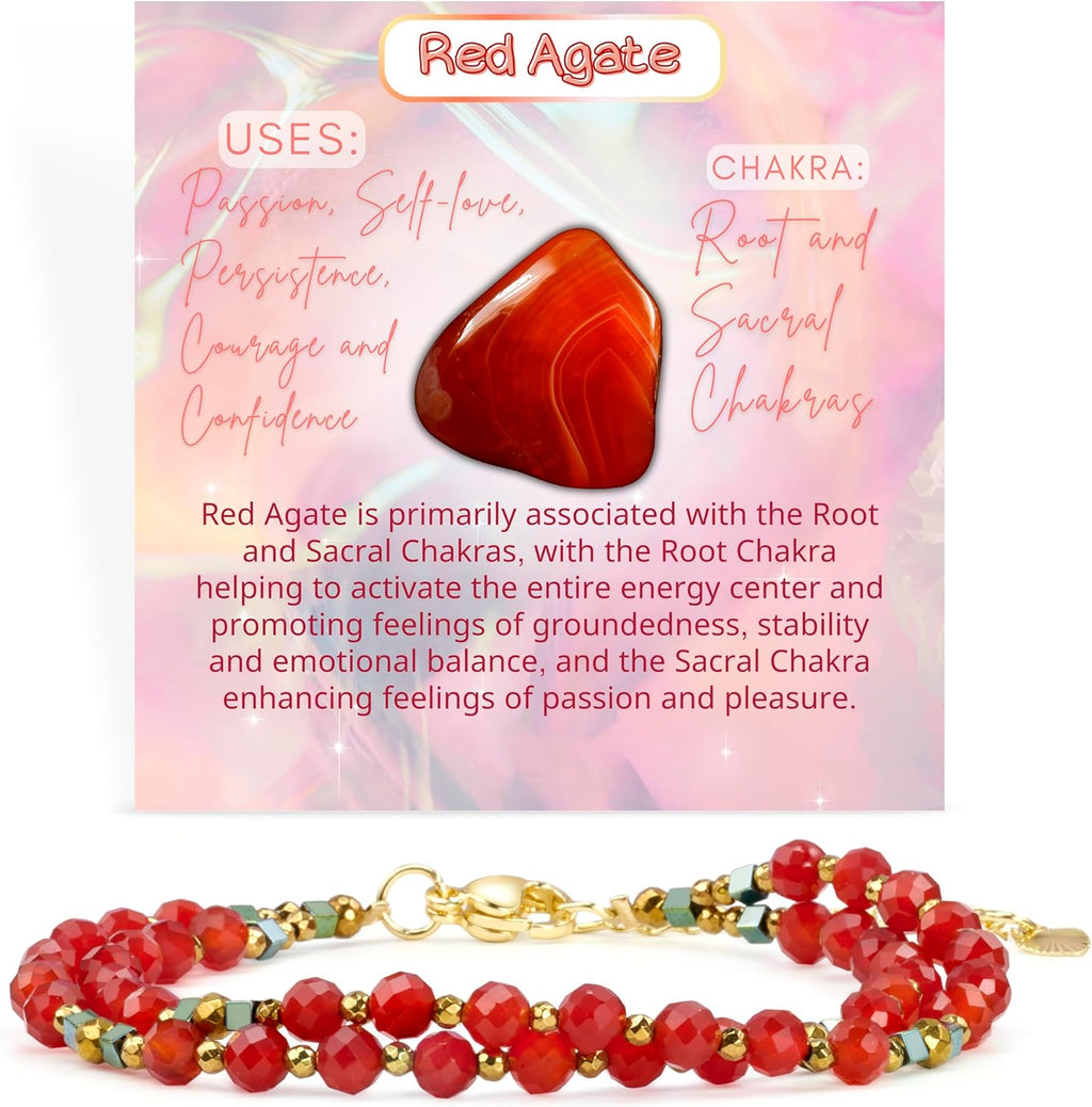Farfume Beaded Bracelets for Women, Chakra Crystal 4mm Beads Gemstone Natural Stone Bead Spiritual Womens Jewelry Gifts for Mother's Day