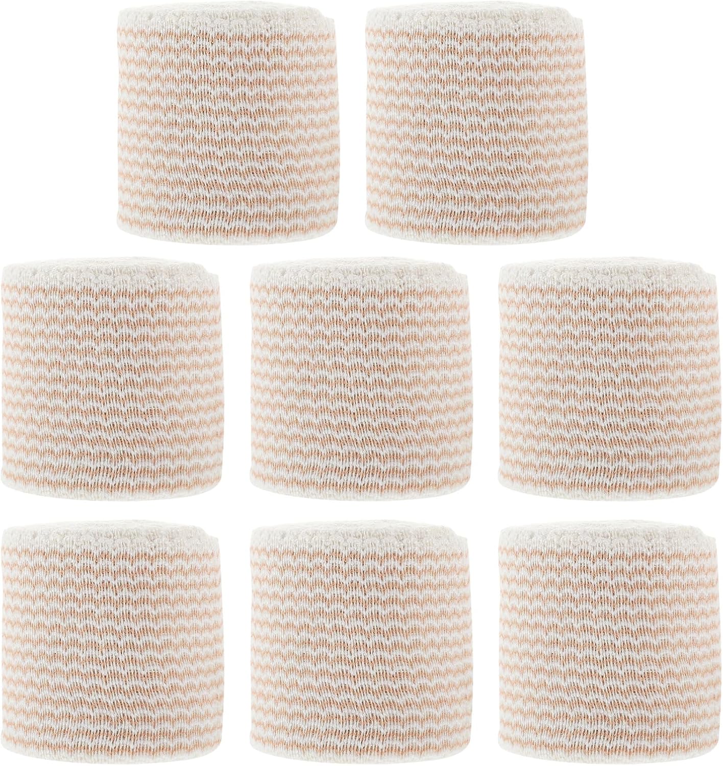 Beaupretty 8pcs Elastic Sports Bandage Wraps with High Elasticity and Breathable Self-Adhesive Yellow Tape for Knee Ankle Wrist Injury Prevention and Athletic Compression