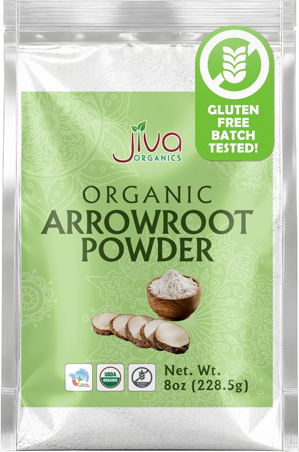 Jiva Organics Organic Arrowroot Flour (Powder) 8 Ounce Bag - Raw, Non-GMO, Gluten Free