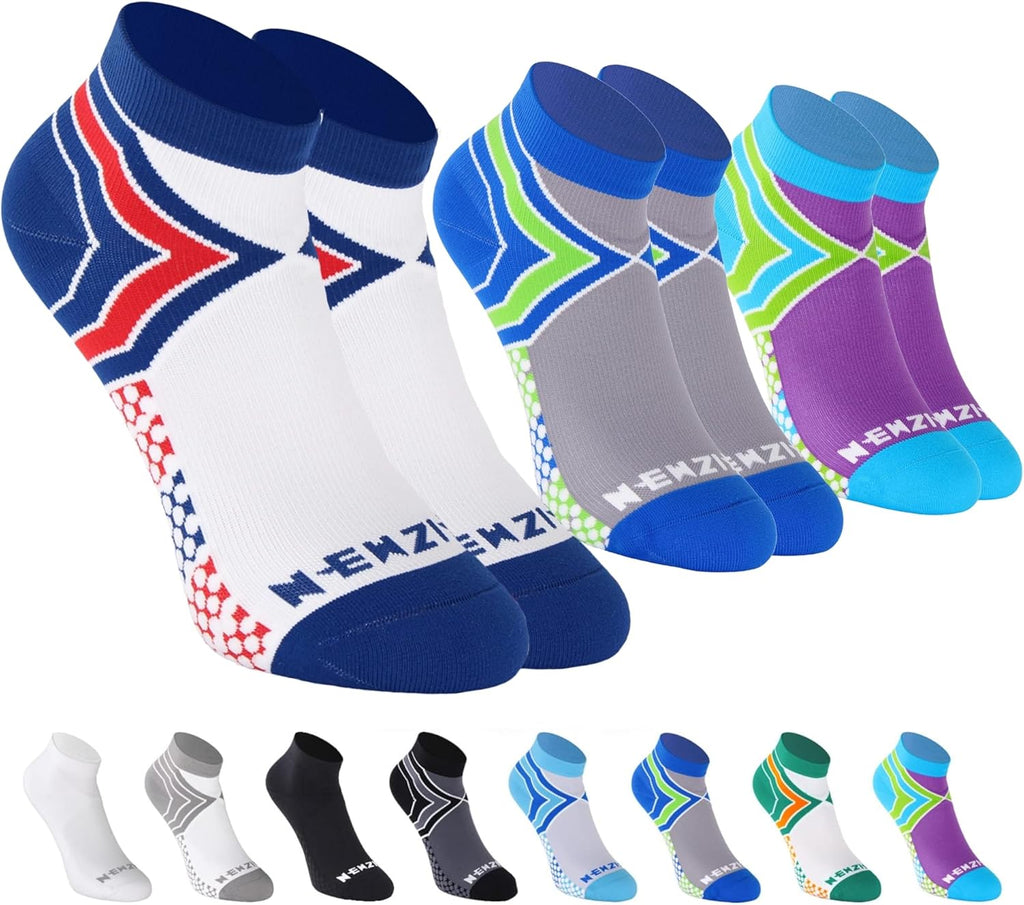 NEWZILL Ankle Compression Socks for Men & Women, Cushioned Low Cut Compression Running Socks with Ankle Support