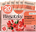 Wissotzky Rosehip & Hibiscus Herbal Tea, 20 Tea Bags | Exotic Blend | Caffeine Free Tea | Immune Boost