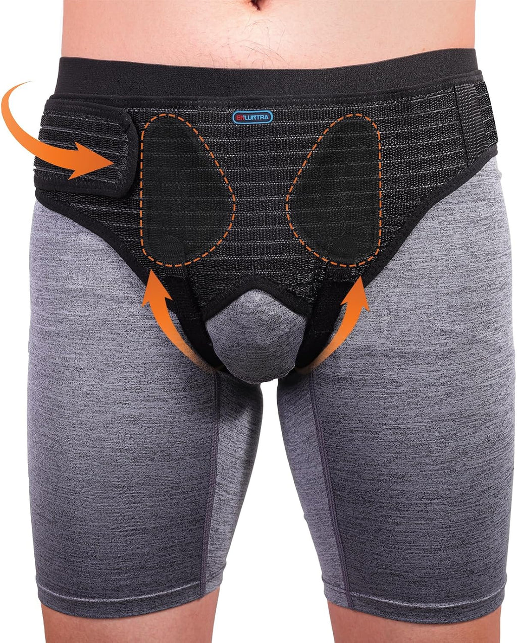 ENLUNTRA Hernia Belts for Men， Adjustable Inguinal Hernia Support Belt for Men & Women with 4 Compression Pads，Hernia Support Truss for Single/Double Inguinal or Sports Hernia（black-S）