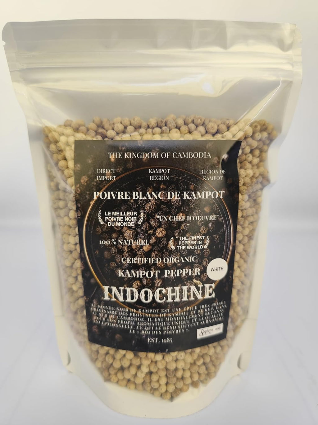 Organic Kampot Pepper - Rare Cambodian Peppercorns White 4 Ounce