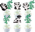 24 Pack Panda Cupcake Toppers Glitter Green Bamboo Cupcake Picks Cute Animal Bear Cake Decorations Baby Shower Kids Birthday Panda Theme Party Supplies