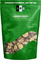 NPG Licorice Root Slices 16 Oz, Gan Cao Slice Root for Home Tea, Traditional Chinese Herbal Tea, Ingredient for Baking, Beverage Mix, Pure Liquorice Flavor, Resealable Bag for Freshness