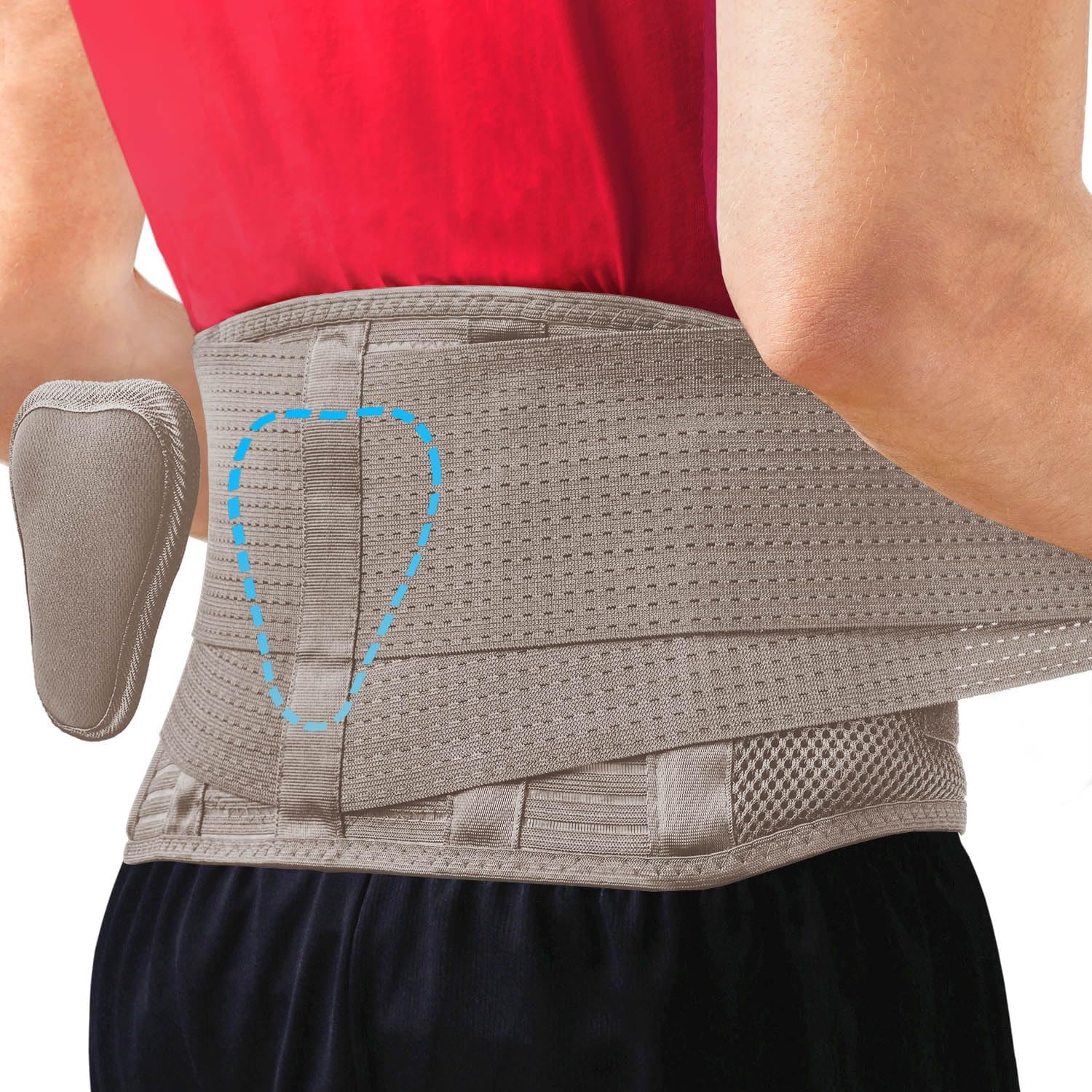 Sparthos Back Support Belt - Immediate Relief from Lower Back Pain, Sciatica, Herniated Disc - Breathable Brace With Lumbar Pad - For Men & Women - Fits 31–38″ Waist (Taupe-Small, Check Sizing)