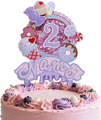 Coucoland Personalized Cake Topper - Ice Cream Candy Glitter Decor with Custom Name Age for Baby Shower Birthday Party Supplies