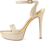 MERUMOTE Heels for Women Open Toe Heeled Sandals Ankle Strap Sexy High Heels for Dressy Wedding Pumps Shoes
