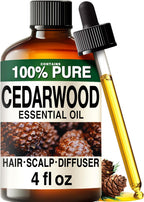 100% Pure Cedarwood Oil - 4 Fl Oz Cedarwood Essential Oil for Hair, Skin, Diffuser, Aromatherapy & DIY Soap Making Scent