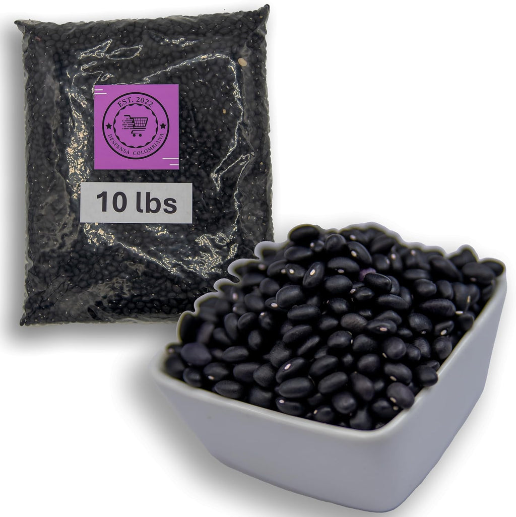 10 Lbs Dried Black Beans Bulk - Frijoles Negros Ideal for New Dishes - Frijoles Negros Bulk Grown in USA - Triple Cleaned Bulk Black Beans in a Bag- Despensa Colombiana