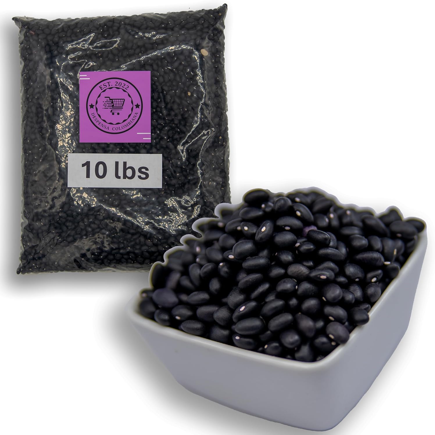 10 Lbs Dried Black Beans Bulk - Frijoles Negros Ideal for New Dishes - Frijoles Negros Bulk Grown in USA - Triple Cleaned Bulk Black Beans in a Bag- Despensa Colombiana