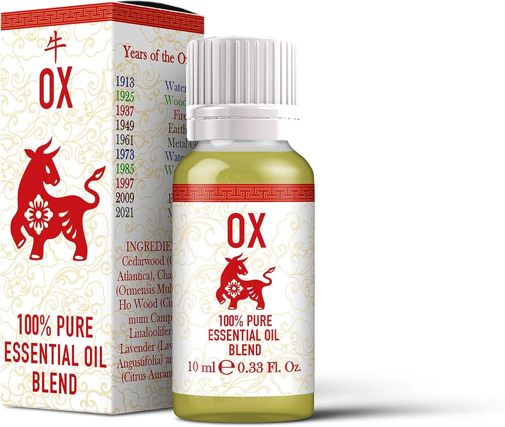 Mystix London | Ox - Chinese Zodiac Essential Oil Blend 10ml - for Diffusers, Aromatherapy & Massage Blends | Perfect as a Gift | Vegan, GMO Free