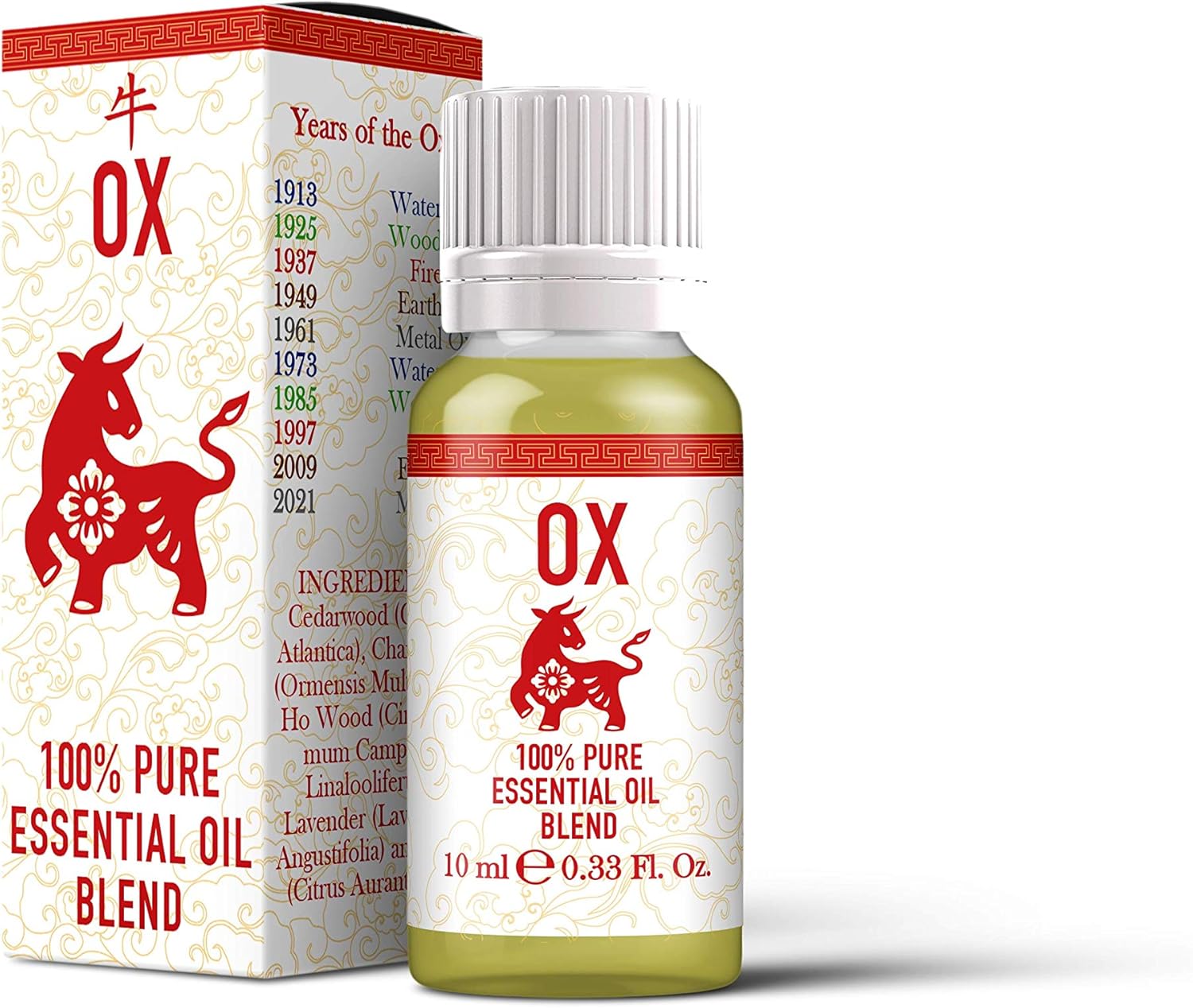 Mystix London | Ox - Chinese Zodiac Essential Oil Blend 10ml - for Diffusers, Aromatherapy & Massage Blends | Perfect as a Gift | Vegan, GMO Free