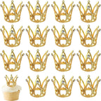 8 Pack Mini Princess Crown Cupcake Toppers Princess Little Crown Cupcake Picks Crown Zircon Children's Women Birthday Bridal Wedding Royal Themed Party Cupcake Decorations Supplies Gold