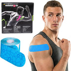 THERABAND Kinesiology Tape, Blue/Blue, 1 Roll, with XactStretch Indicators, Long-Lasting Athletic Tape for Shoulder, Back & Knee, Latex-Free & Water Resistant for Men and Women, Pre-Cut