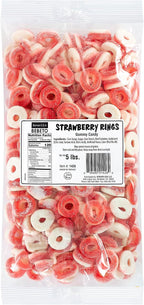 Kervan Candy Bebeto Strawberry Rings - Fruity, Soft, Sweet & Sour Gummy Candy Bulk for Kids, Gift Snacks and Parties - Strawberry Ring Gummies Big Party Size Bag (5 lbs)