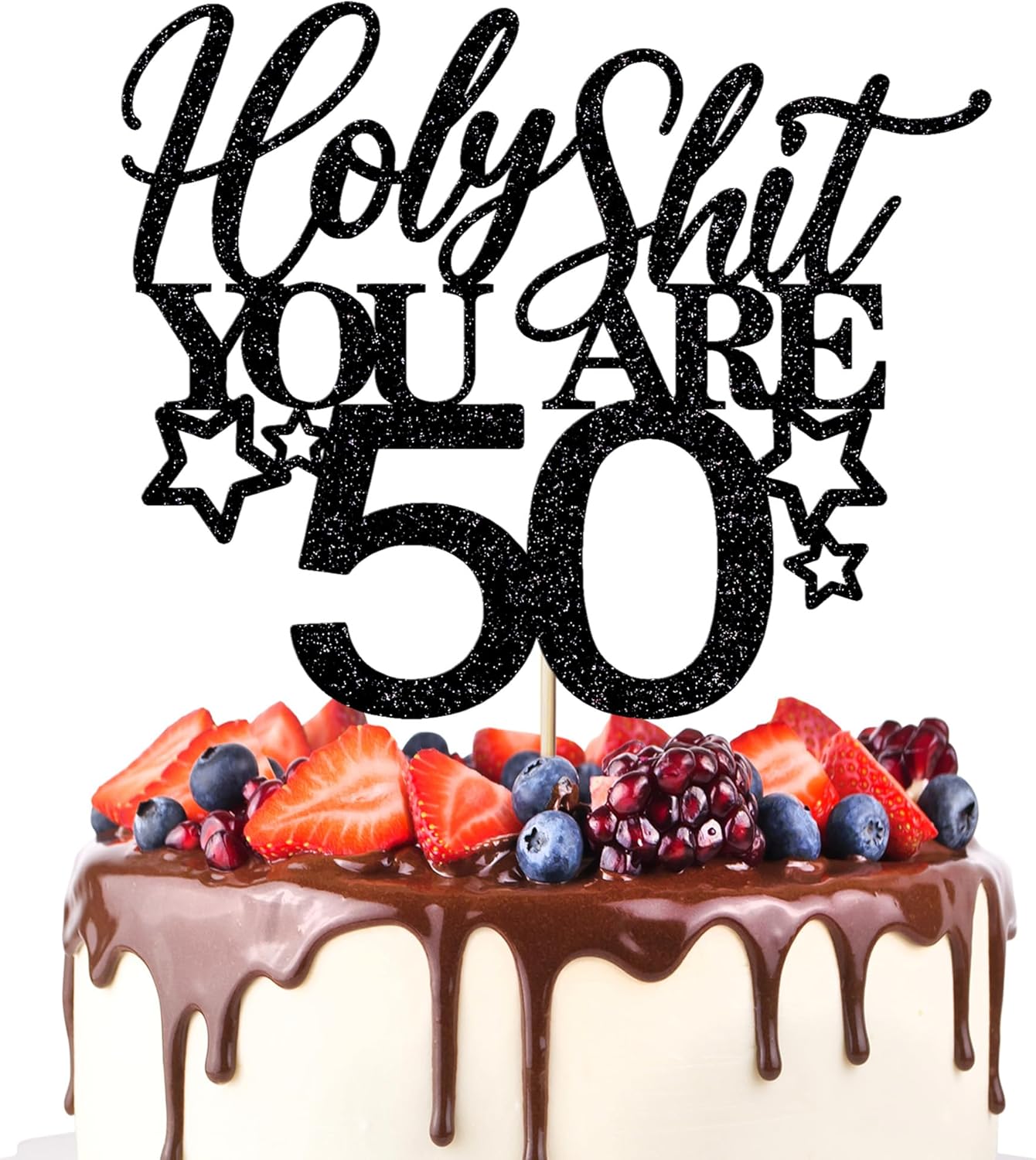 Happy 50th Bithday Cake Topper, You're 50 Birthday Cake decoration，Funny 50th Birthday Decorations for Men Women Black Glitter Cake decoration