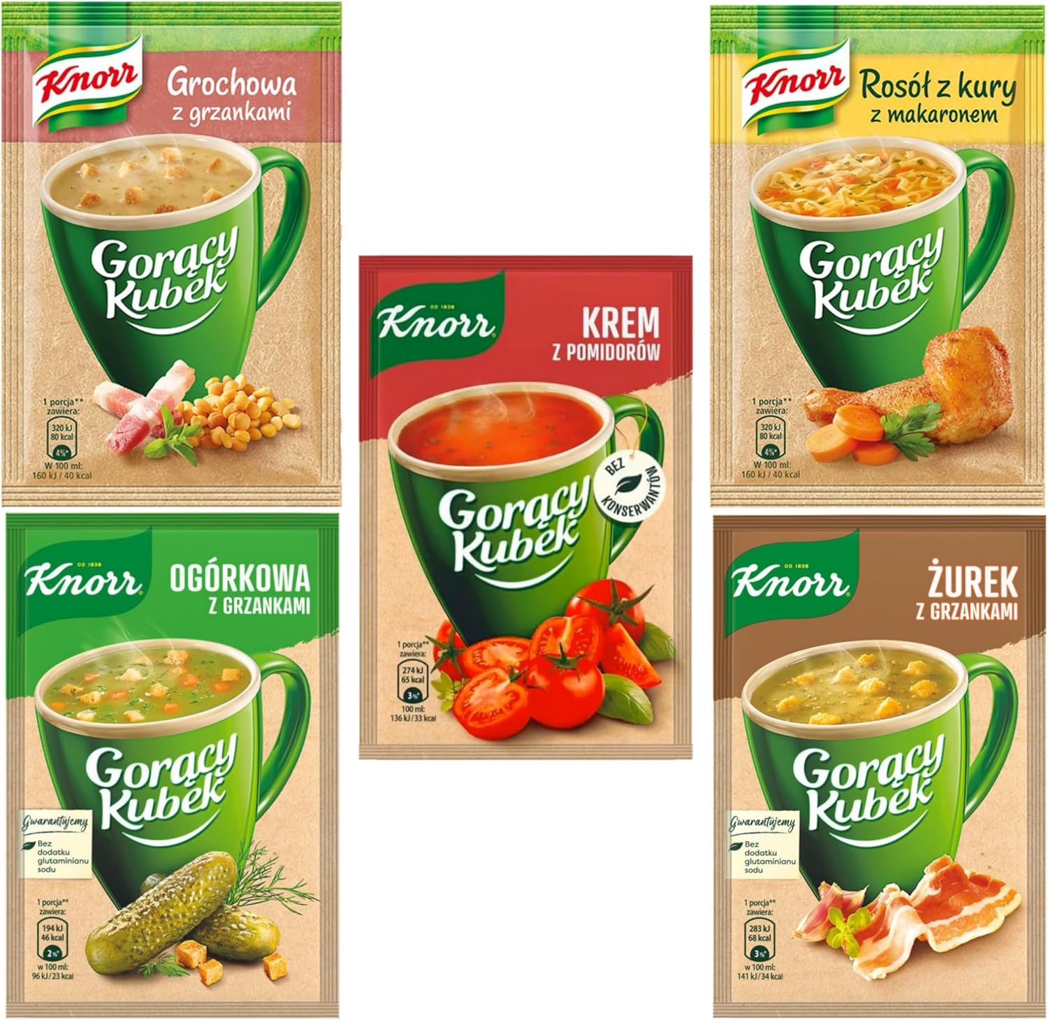 Hot Cup Instant Soup Knorr Goracy Kubek Assorted Pack of 5