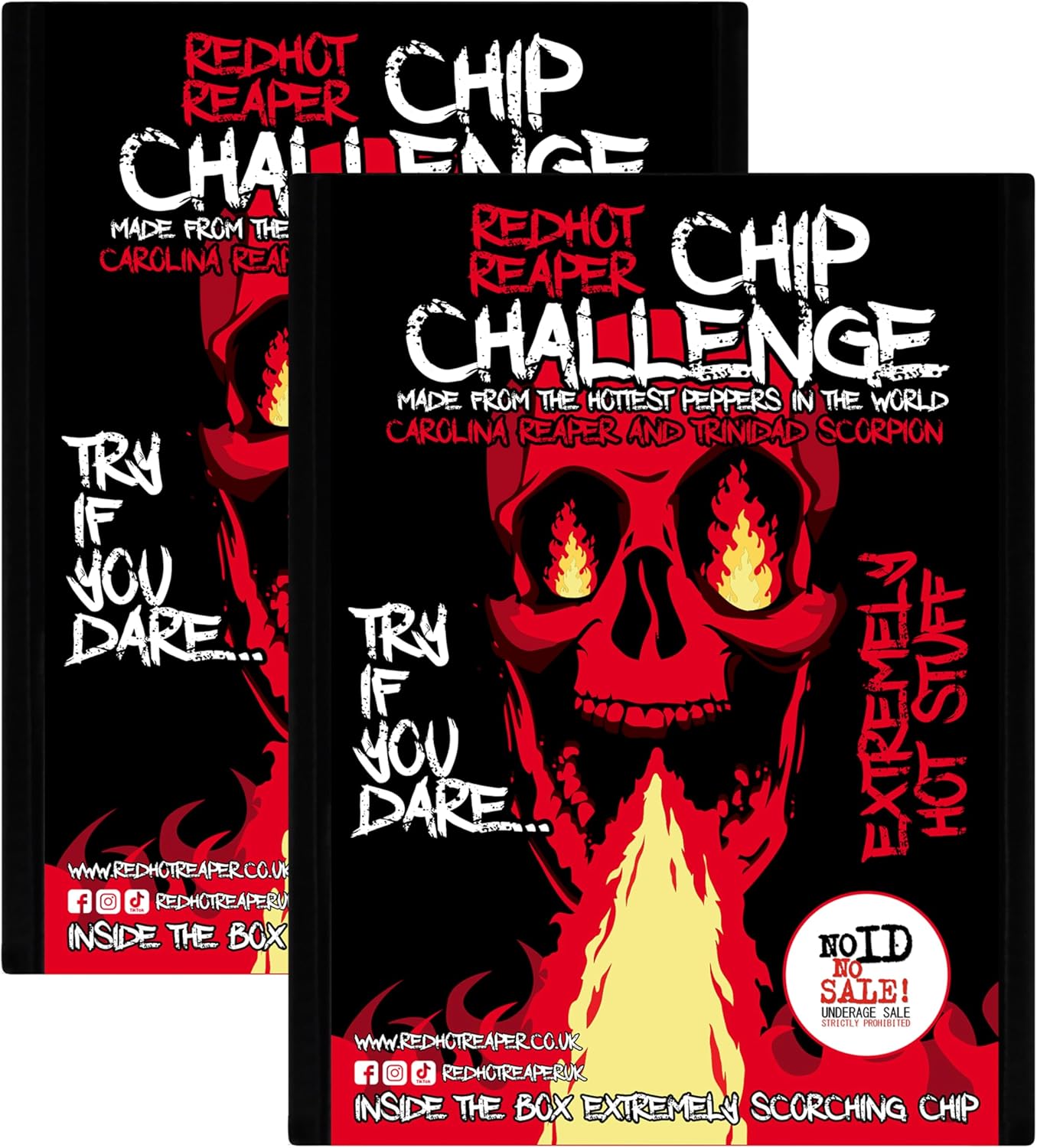 Red Hot Reaper – (2 pack) Chip Challenge Hottest Snack – Carolina Reaper Spicy Challenge - Super Spicy Hot Chip