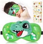 Miss Adola Sleep Mask for Kids - Valentines Gift for Kids Cute Plush Fuffy Sleeping Eye Cover Kawaii Soft Eyeshade Animal Eye Blindfold for Girls Boys Teens with Adjustable Strap, Dinosaur