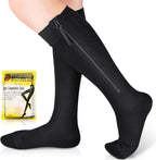 Ailaka Zipper Compression Socks Medical, 15-20 mmHg Knee High Compression Socks for Men Women, Close Toe Support Socks for Varicose Veins, Edema, Recovery, Pregnant, Nurse(Black, X-Large)