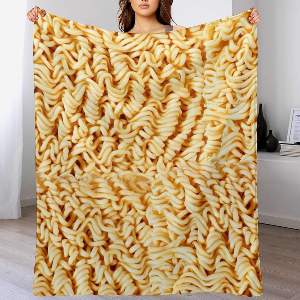 Ramen Noodles Throw Blanket for Teens Boys Girls and Adults Soft Warm Cozy Funny Midweight Food Flannel Blankets for Couch Sofa Bed Camping Travel Home Decor 40" X 50"
