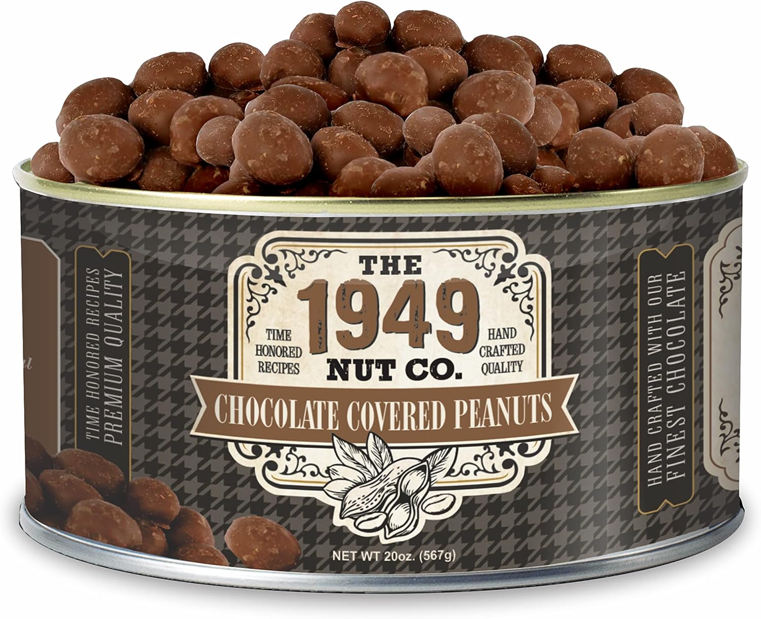 The 1949 Nut Co. Chocolate Covered Virginia Style Peanuts | Oil Roasted Fried with a Unique Crispy Crunch | Extra-Large, Hand-Cooked in the USA with an Old Family Recipe, 20 oz.