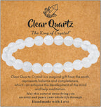 MAIBAOTA Healing Crystal Bracelet for Women Men, 8/4 mm Natural Stone Beaded Bracelets, Jewelry Birthday Gifts, Round Gemstones Stretch Bracelets